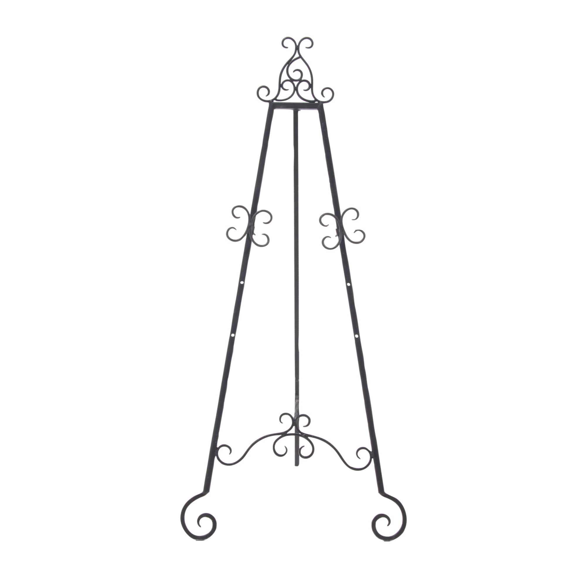 Traditional Black Iron Floor Easel, 46" x 21" x 22"